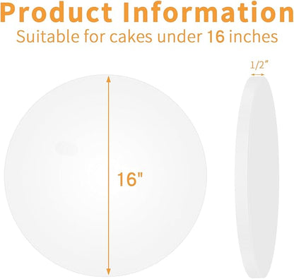 10pcs 16inch Food Grade Cake Rounds,1/2" Thick Cake Base Sturdy Multiple Layers of Corrugated Cardboard for Heavy or Multi Layer Cakes, Pastry, Display (16inch/10pcs)