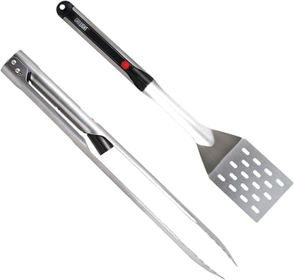 Grill Light Grill Spatula & Tongs Grilling Set | Restaurant Grade Stainless Steel | Super Bright LED Light to Grill in Dark | Waterproof & Dishwasher Safe | Camping Barbecue Grilling Tongs Spatula