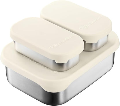 Leak proof Stainless Steel Lunch Box containers | Stainless Steel bento box | Sandwich ,snacks Food Storage with divider compartment |Steel Tupperware | Meal prep| Snack |Metal lunch box|Vanilla