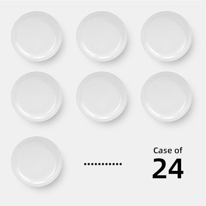 Stoneware Narrow Rim Commercial Grade Ceramic Dinnerware Bright White, Round Dinner Plate 9", Case of 24, Restaurant & Home Dining