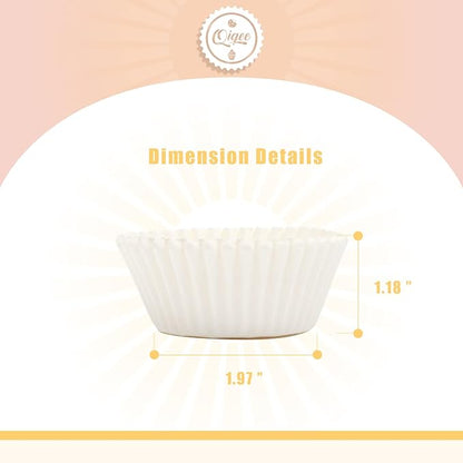 qiqee 600pcs White Cupcake Liners Muffin Linner No Smell, Food Grade Baking Cups（Standard Size）