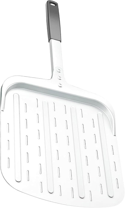 Pizza Peel 12 inch, Perforated Aluminum Pizza Paddle (12'') with Heat-resistant Handle, Nonstick and Lightweight Pizza Spatula, Pizza Oven Accessories