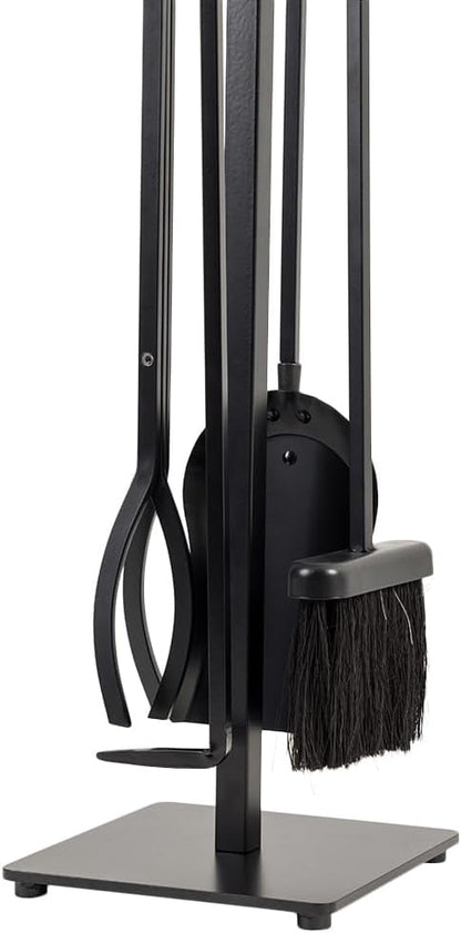 Modern Ember Harriet 5 Piece Fireplace Tool Set in Black | Includes Brush, Shovel, Fire Poker, Tongs, and Stand | Heavy-Duty Steel | Heat-Resistant Powder Coating Finish