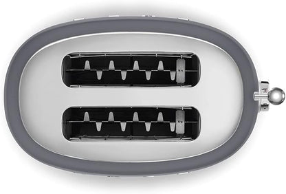 Smeg 50's Style Retro Aesthetic 2 Slice Toaster 6 Presets Extra Wide Slots Grey, TSF01GRUS