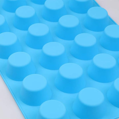 homEdge 24-Cup Silicone Mini Muffin Pan, 3 Packs Non-Stick Muffin Molds for Cupcake, Tarts - Blue