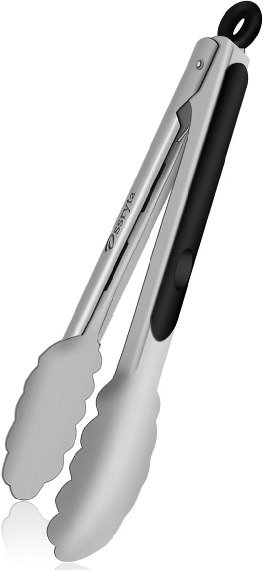 Stainless Steel Small Tong for Cooking - Mini 7 Inch Locking Tongs, Heat Resistant to 600°F, Food Grade Kitchen Metal Tong for Food, Salad, Pasta, Steaks, Vegetables - Dishwasher Safe