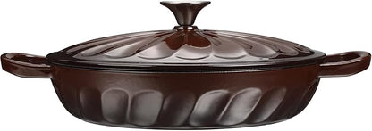 Enameled Cast Iron Braiser, 3.8 Quart Enamel Dutch Oven with Handles, Cast Iron Braiser Pan with Lid,Enameled Cookware (Brown)