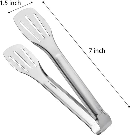 Serving Tong Kitchen Tongs,Buffet Tongs, Stainless Steel Food Tong Serving Tong,small tongs 6 Pack (7 Inch)