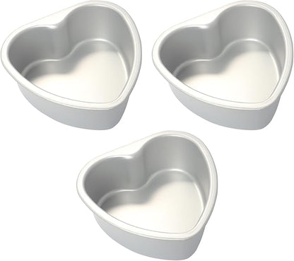 Heart Shaped Cake Pan 6 Inch Aluminum Cake Pans Heart Cake Tin Baking Cake Mold for Valentine's Weddings Birthday Party (3, 6 inch)