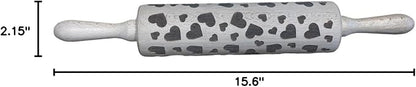efo Embossed Rolling Pin with Engraved Design - Decorative Dough Roller - Cake Baking Accessories to Make Unique Bakes and Pottery - Beautifully Handmade Patterned Rolling Pin 40cm (Hearts)