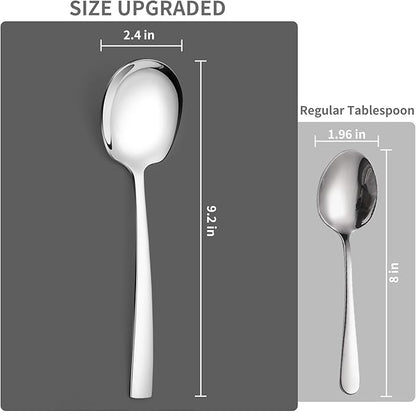 4 Piece Stainless Steel Serving Spoons Set - 4 Large Spoons, 9.2-Inch, Dishwasher Safe, for Parties/Kitchen/Buffet/Catering