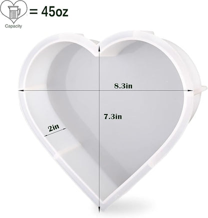 Large Silicone Molds for Resin, Heart Resin Mold, Epoxy Resin Molds for Flowers Preservation, Resin Art Casting, DIY Wedding, Valentine, Home Decors (8.3'' x 2'')