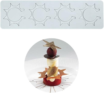 Silicone Molds 3D Hollow Leaf Chocolate Molds Honeycomb Bee Candy Mold Flower Pattern Fondant Mold Cake Topper Sugar Craft Decoration (O_Sun_9.6 * 2.68 * 0.08inch)