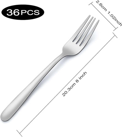 Pleafind 36-Piece Dinner Forks Set (8 inch), Stainless Steel Forks Silverware, Mirror Polished Fork Set, Small Forks for Home, Kitchen, Restaurant, Dishwasher Safe