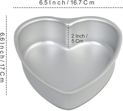 set of 3 Heart-shaped cake pan,6 inch heart-shaped cake tin, aluminum, for weddings, parties, family and other occasions cake (6 x 2 Inch,Set of 3)