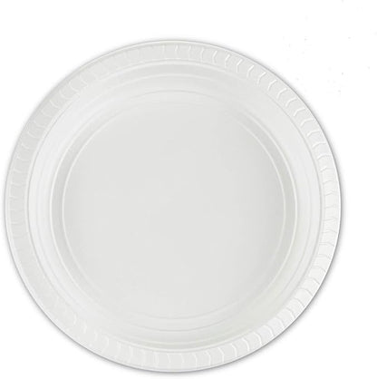 PLASTICPRO 7'' inch Round Plastic Plates Microwaveable, Disposable, White, Dinnerware 400 Count