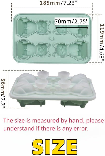 Cute 3D Cat Silicone Ice Cube Tray Mold Cartoon Animal Ice Box BPA-Free (Black)