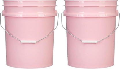 House Naturals 5 Gallon Premium HPDE Plastic Bucket - Made in USA Food Grade Storage Container, BPA Free All Purpose Pail (2, Pink)