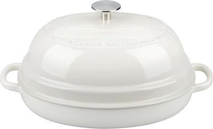 Enameled Oval Cast Iron Dutch Oven Pot with Lid, Bread Dutch Oven for Sourdough Bread Baking, 6QT, White