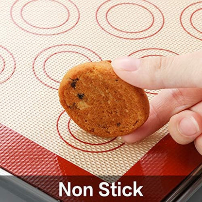 MCIRCO 6 Piece Stainless Steel Baking Sheet with Rack with Silicone Baking Mat Set (2 Pans + 2 Racks + 2 Mats), 12.4 x 9.6 x 1 Inch Cookie Sheet with Cooling Rack, Easy Clean