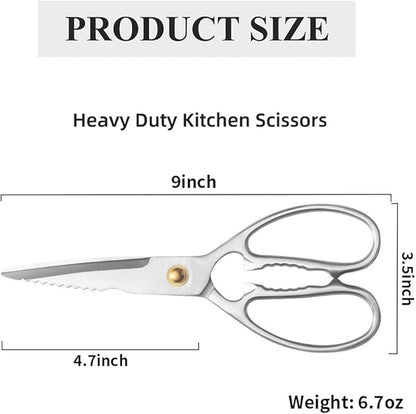 Professional Kitchen Scissors - Heavy Duty Food Scissors - Stainless Steel Utility Shears - Cutting Tools for Vegetables, Meat, Fish & Pizza