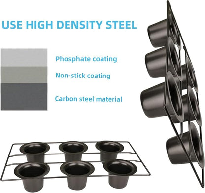 6 Cup Nonstick Popover Pans, Muffin Tin, Large Deep Cupcake Baking Pan, Muffin Pans for Baking Sets Non Stick