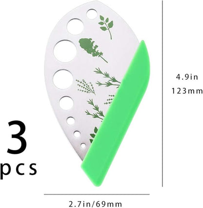 3 Pack Stainless Steel Herb Cutter Stripper, 9 Holes Kitchen Leaf Herb Stripper, 2 in 1 Design Herb Stripper Tool, Herb Leaf Stripping Tool Metal Herb Pealer Remover