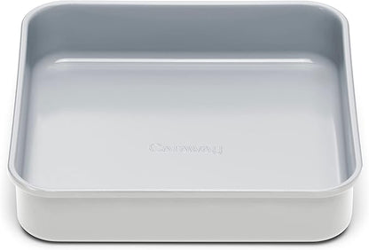 Caraway Non-Stick Ceramic 9” Square Pan - Naturally Slick Ceramic Coating - Non-Toxic, PTFE & PFOA Free - Perfect for Brownies, Lemon Bars, Cakes, & More - Gray