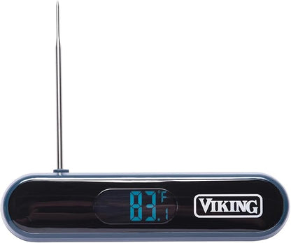 Viking 3-Ply Stainless Steel Roasting Pan with Non Stick Rack, 16 x 13 Inch Kitchen Cookware, Great for Turkey, Includes Probe Thermometer, Dishwasher and Oven Safe, Induction Ready, Silver
