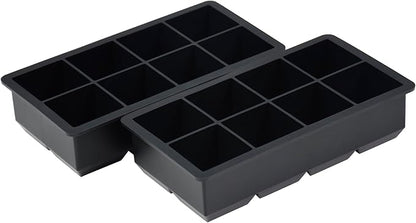 Bangp Large Ice Cube Tray with Bin and Tongs,2 Pack Large Size Silicone Ice Cube Trays for Whiskey, Big Square Ice Cube Molds Making 16 Giant Ice Cubes for Whiskey Cocktails Bourbon