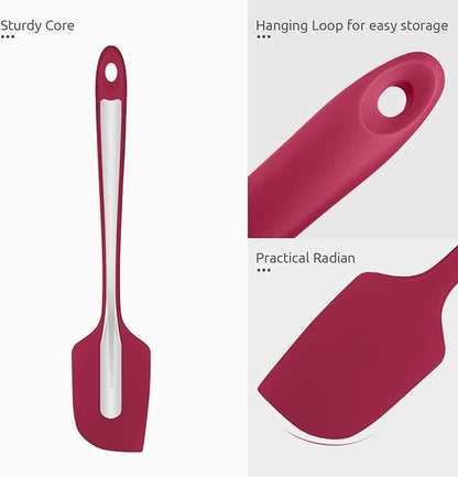 Heat Resistant Silicone Large Spatula: U-Taste 600ºF High Heat Flexible 11.38in Silicon Mixing Stirring Cooking Scraping Baking Bowl Scraper Seamless Spreader for Kitchen Nonstick Cookware (Red)