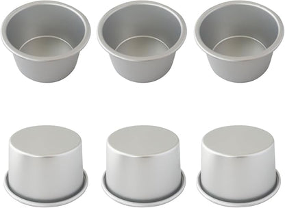 Aluminum Tart Pan Set, 6 PCS Popover Pan Single Serving Pastry, Large Muffin Pans, Baking Tool for Egg Tart, Yorkshire, Cupcake, Baba Au Rhum, Pot Pie (3.82x 2.95x 2.05 Inch)