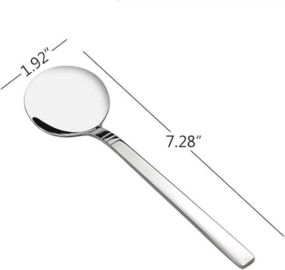 Round Soup Spoon, 12 Pieces Stainless Steel Bouillon Spoons