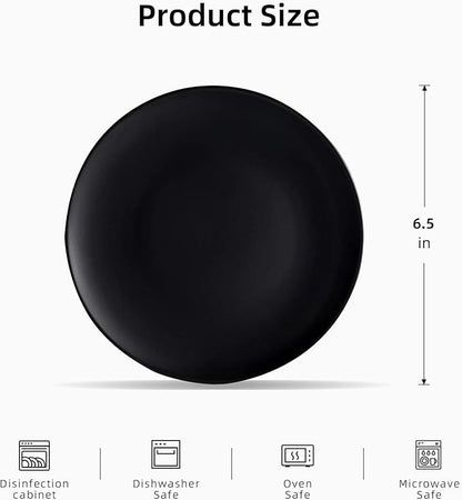 Stoneware Coupe Commercial Grade Dinnerware, Matte Black Plate 6.5", Case of 36