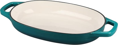Enameled Cast Iron Oval Dutch Oven Pot with Lid, Dutch Oven for Sourdough Bread Baking, Oval Bread Pan, 5qt, Darkcyan