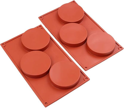 homEdge 3-Cavity Disc Shape Silicone Mold, 3 Packs Disc Cake, Gustard, Resin Coaster, Tart, Handmade Soap Molds-Brown