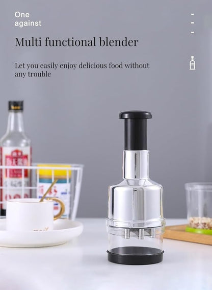 Manual Vegetable Chopper – Lightweight (230g) & Compact (22x8.5cm) | Hand-Powered Food Processor for Garlic, Onions, Herbs & Veggies | Stainless Steel Blades, Easy-to-Clean Kitchen Gadget