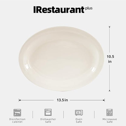 Stoneware Narrow Rim Commercial Grade Dinnerware (America White, Platter 13.5" x 10.5")