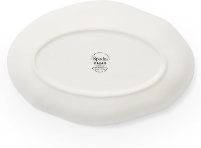 Spode Blue Italian Pickle Dish - 8.5" Porcelain Appetizer Tray with Scroll Border & Countryside Artwork - Elegant Small Serving Piece for Entertaining & Dining Displays - Great Gift for Collectors
