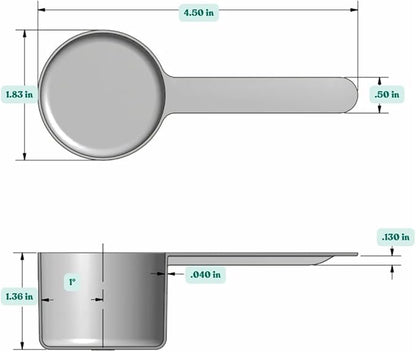 50 mL (50 CC | 1.69 Oz.) Long Handle Scoop for Measuring Coffee, Pet Food, Grains, Protein, Spices and Other Dry Goods (Pack of 5)