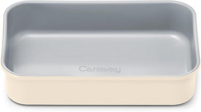 Caraway Nonstick 9” x 6.5” Small Rectangle Baking Pan – Non-Toxic, PTFE & PFOA Free – Aluminized Steel Core – Deep Ceramic Baking Pan for Casseroles, Lasagna & More - Cream