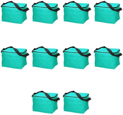 DISCOUNT PROMOS Insulated Cooler Lunch Bag Set of 10, Bulk Pack - Perfect for Work, Travel, Outdoor Events - Mint