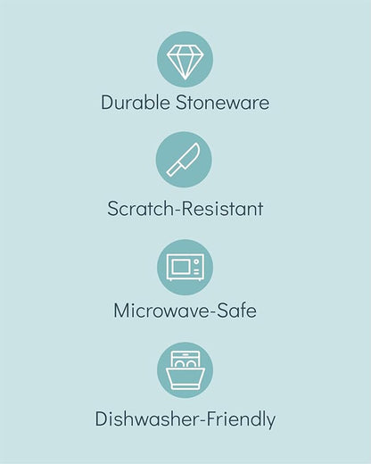 Stoneware dinnerware set 4 persons 16 pcs – Modern style plates and bowls set ceramic – Dishwasher, microwave and scratch resistant – Bowl and plate set – Dinner service Pure Living beige & light blue