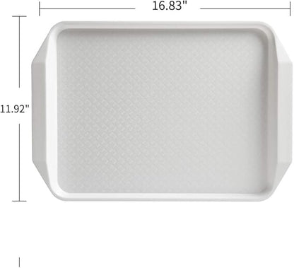 12-Piece White Plastic Fast Food Serving Trays,16.83 by 11.92-Inch