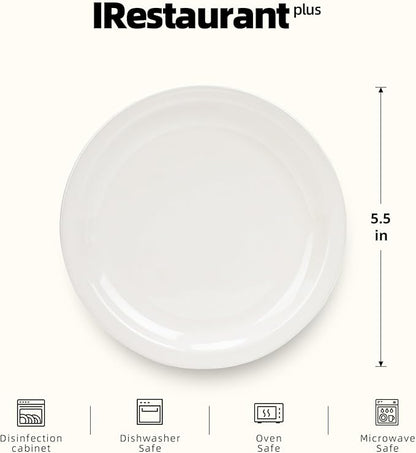Stoneware Narrow Rim Commercial Grade Dinnerware, America White, Plate 5.5", Case of 36