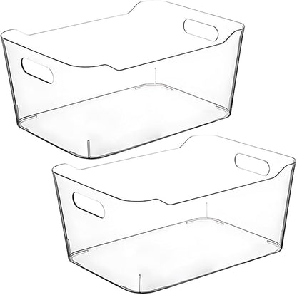 Clear Extra Large Plastic Storage Bins, Pantry Organizers and Storage Containers Fridge Organizer Bins for Organizing Home, Kitchen Organization Under Sink Bathroom Refrigerator Freezer Laundry Room