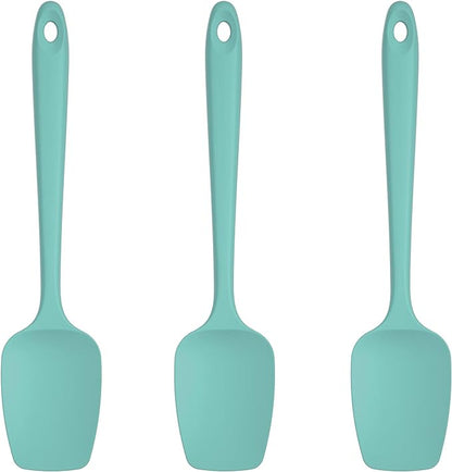 U-Taste Silicone Spoon Spatula Set, 600ºF High Heat Resistant Food Grade Flexible Rubber Scraper, Cooking Mixing Baking Kitchen Utensils Set of 3 (Aqua Sky)