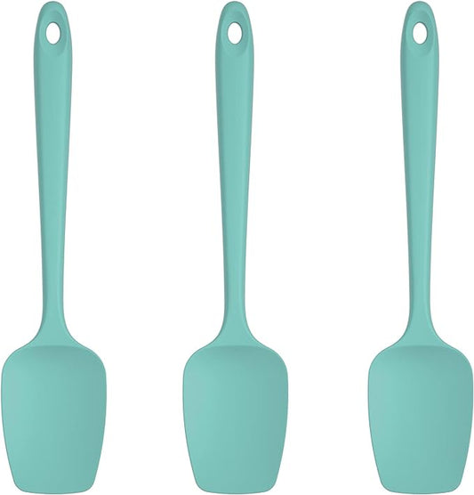 U-Taste Silicone Spoon Spatula Set, 600ºF High Heat Resistant Food Grade Flexible Rubber Scraper, Cooking Mixing Baking Kitchen Utensils Set of 3 (Aqua Sky)