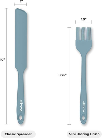 Elihome Mini Silicone Basting Pastry Brush, Cooking Brush for Oil Sauce Butter Marinades, Food Brushes for BBQ Grill Kitchen Baking, Baster Brushes Food Grade, Slate