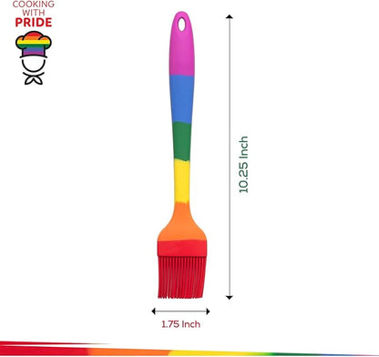 Cooking With Pride Non-Stick Pastry Brush, Heat-Safe Silicone With Iron Core, 8.5-Inch